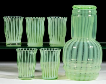 FENTON RIB-OPTIC OPALESCENT GLASS ARTICLES, LOT OF SIX