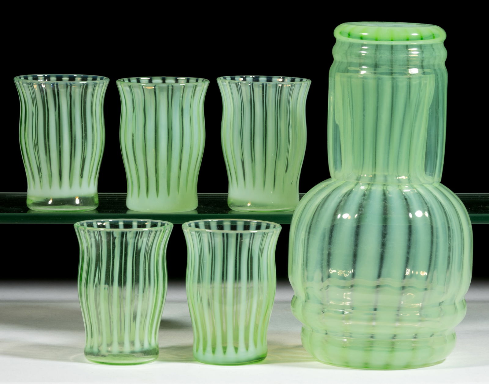 FENTON RIB-OPTIC OPALESCENT GLASS ARTICLES, LOT OF SIX (1 of 1)