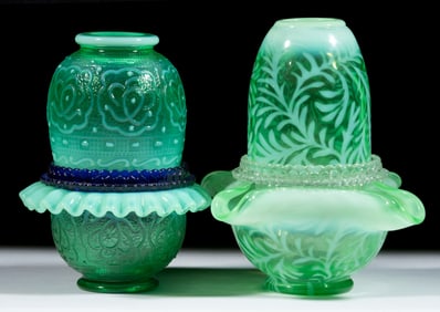 ASSORTED FENTON GLASS FAIRY LAMPS, LOT OF TWO