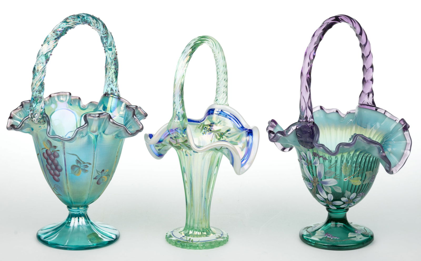 ASSORTED FENTON GLASS BASKETS, LOT OF THREE (1 of 1)