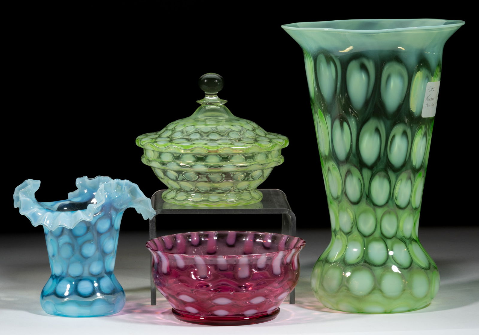 ASSORTED FENTON OPALESCENT GLASS ARTICLES, LOT OF FOUR (1 of 1)