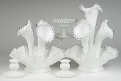 ASSORTED FENTON SILVER CREST GLASS ARTICLES, LOT OF 12