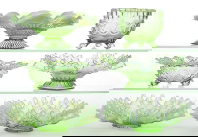 ASSORTED NORTHWOOD OPALESCENT GLASS ARTICLES, LOT OF SIX