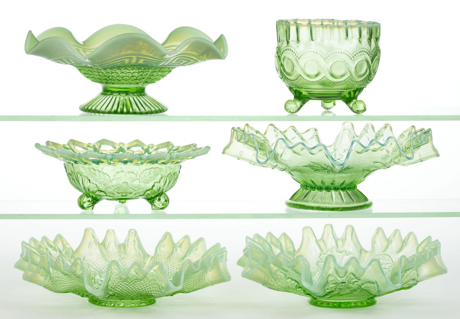 ASSORTED NORTHWOOD OPALESCENT GLASS ARTICLES, LOT OF SIX (1 of 1)