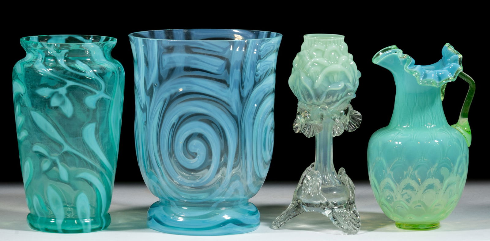 ASSORTED OPALESCENT GLASS ARTICLES, LOT OF FOUR (1 of 1)