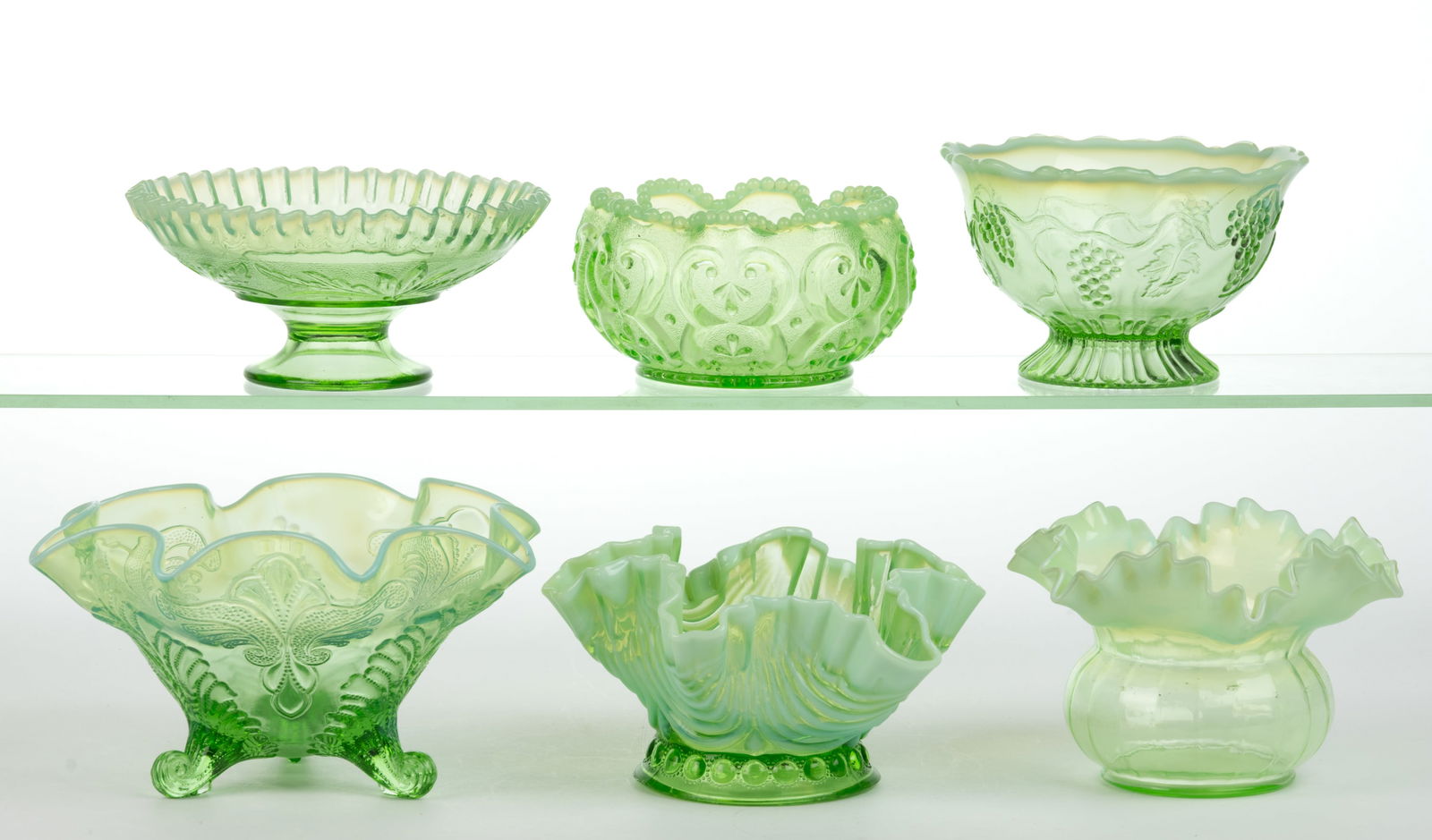 ASSORTED OPALESCENT GLASS BOWLS, LOT OF SIX (1 of 1)