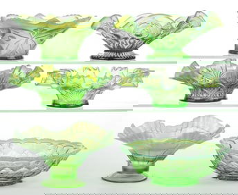 ASSORTED OPALESCENT GLASS BOWLS, LOT OF SIX