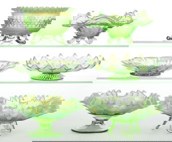 ASSORTED OPALESCENT GLASS BOWLS, LOT OF SIX