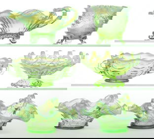 ASSORTED OPALESCENT GLASS ARTICLES, LOT OF SIX