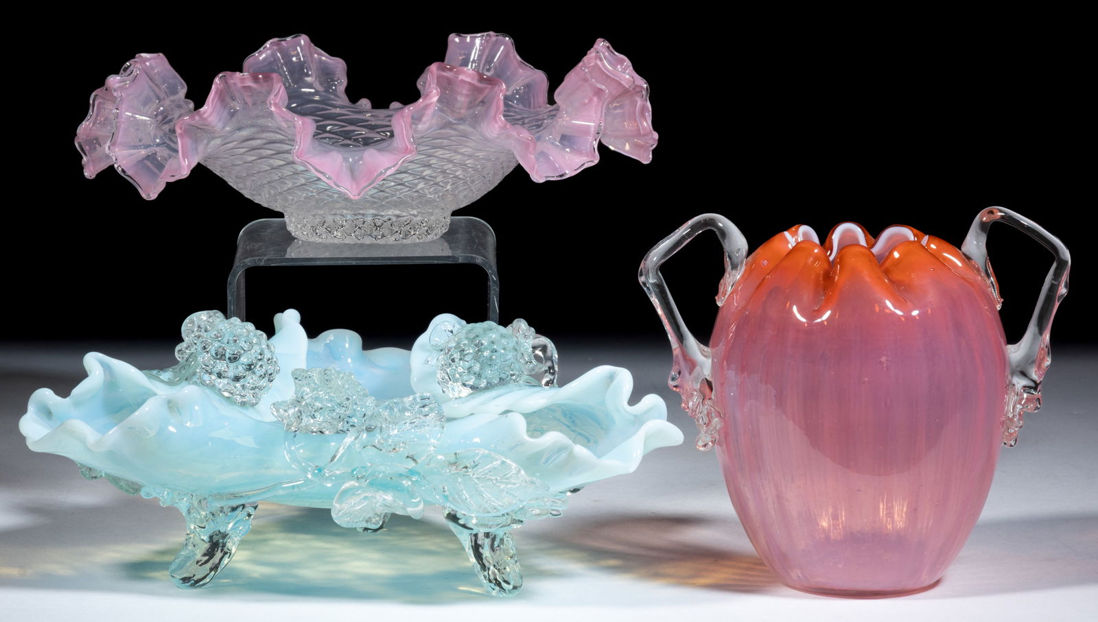ASSORTED VICTORIAN OPALESCENT GLASS ARTICLES, LOT OF THREE (1 of 1)