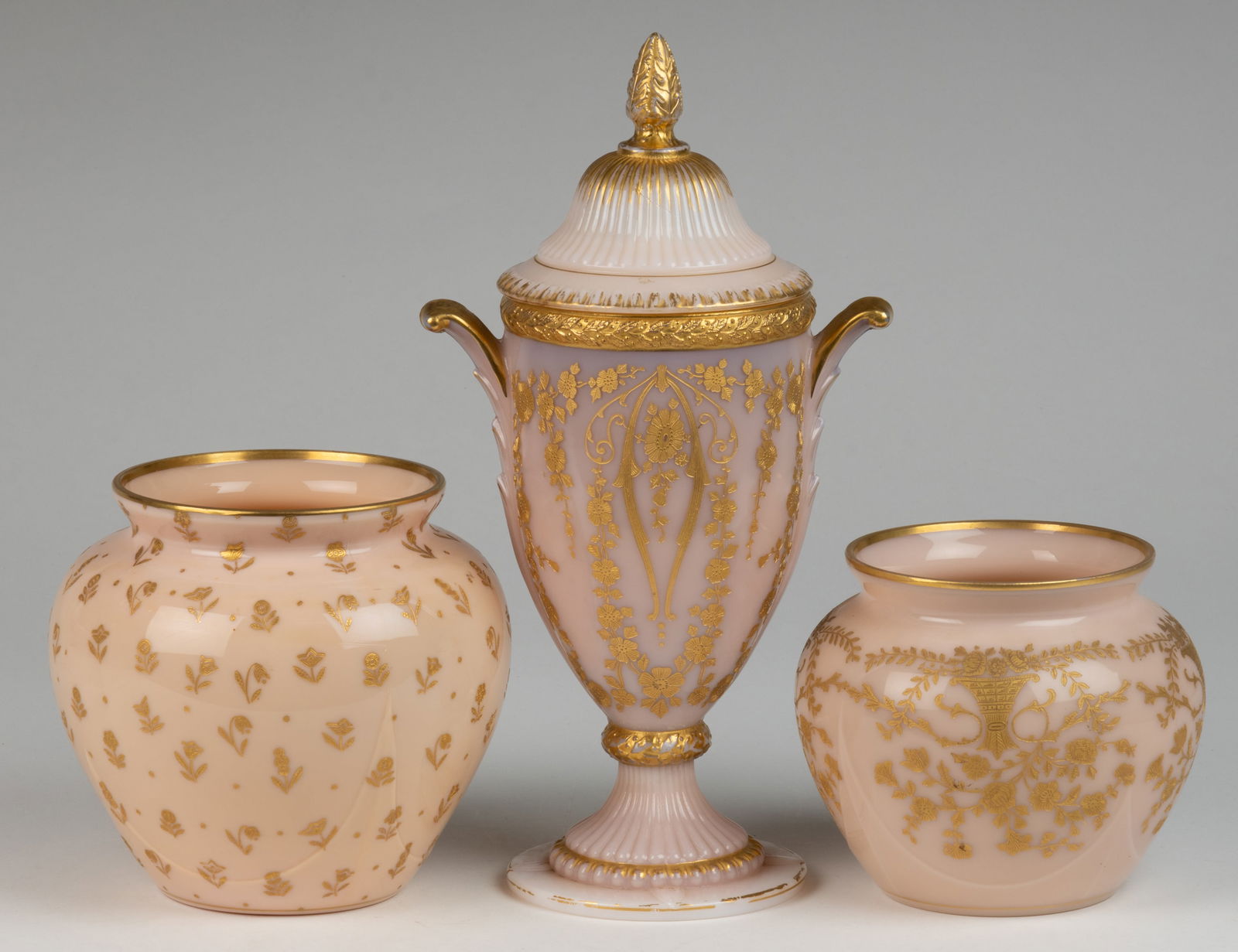 CAMBRIDGE CROWN TUSCAN GILT-DECORATED ARTICLES, LOT OF THREE (1 of 1)