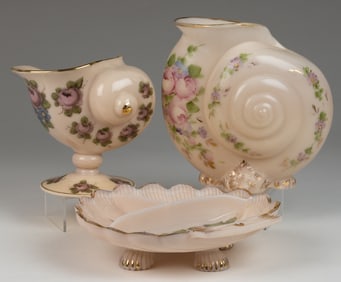 CAMBRIDGE CROWN TUSCAN CHARLETON-DECORATED ARTICLES, LOT OF THREE