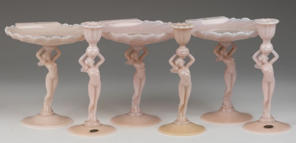CAMBRIDGE CROWN TUSCAN ARTICLES WITH NUDES, LOT OF SIX