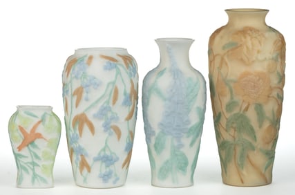 CONSOLIDATED ART GLASS VASES, LOT OF FOUR