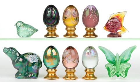 ASSORTED FENTON GLASS NOVELTIES, LOT OF TEN