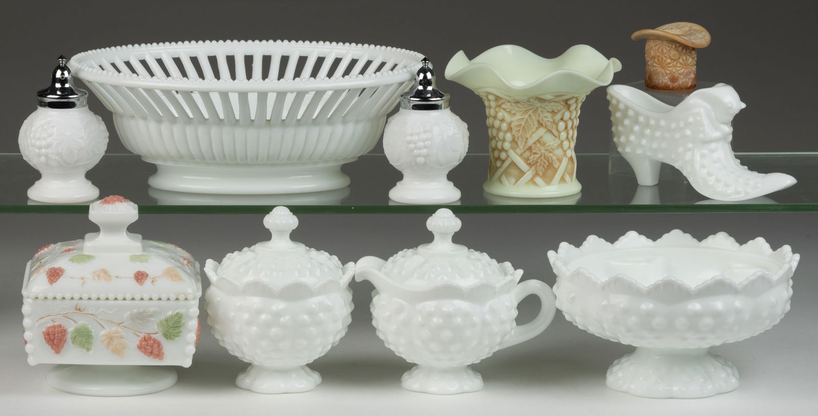 ASSORTED FENTON AND OTHERS OPAQUE GLASS ARTICLES, LOT OF TEN (1 of 1)