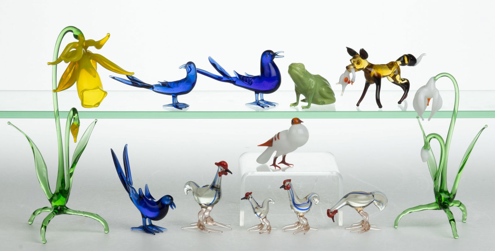 ASSORTED GERMAN ART GLASS BIMINI-TYPE FIGURES, LOT OF 12 (1 of 1)