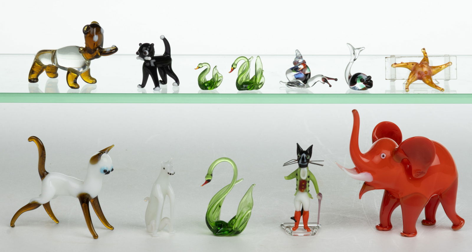 ASSORTED GERMAN ART GLASS BIMINI-TYPE FIGURES, LOT OF 12 (1 of 1)