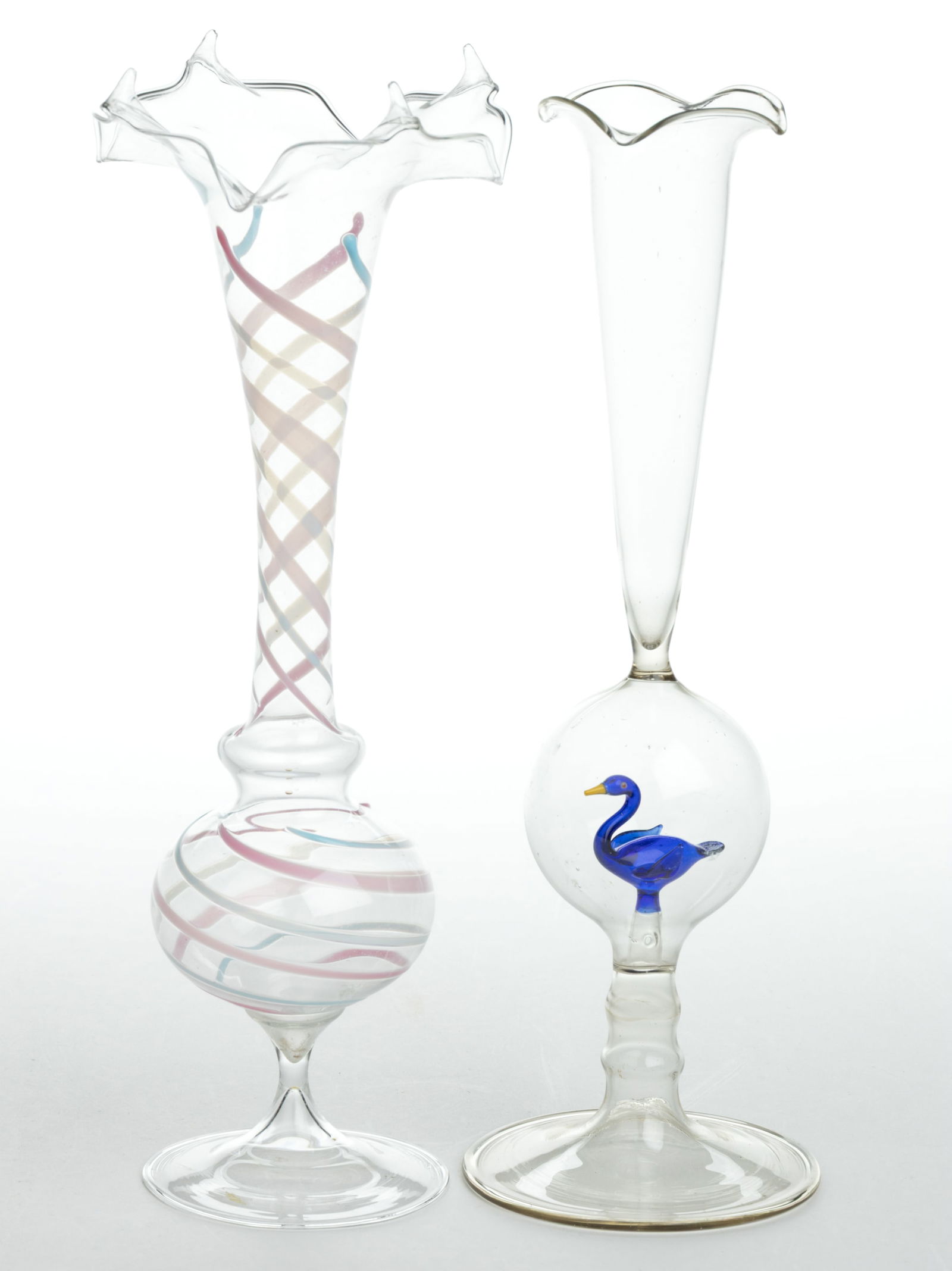 GERMAN ART GLASS BIMINI-TYPE VASES, LOT OF TWO (1 of 1)