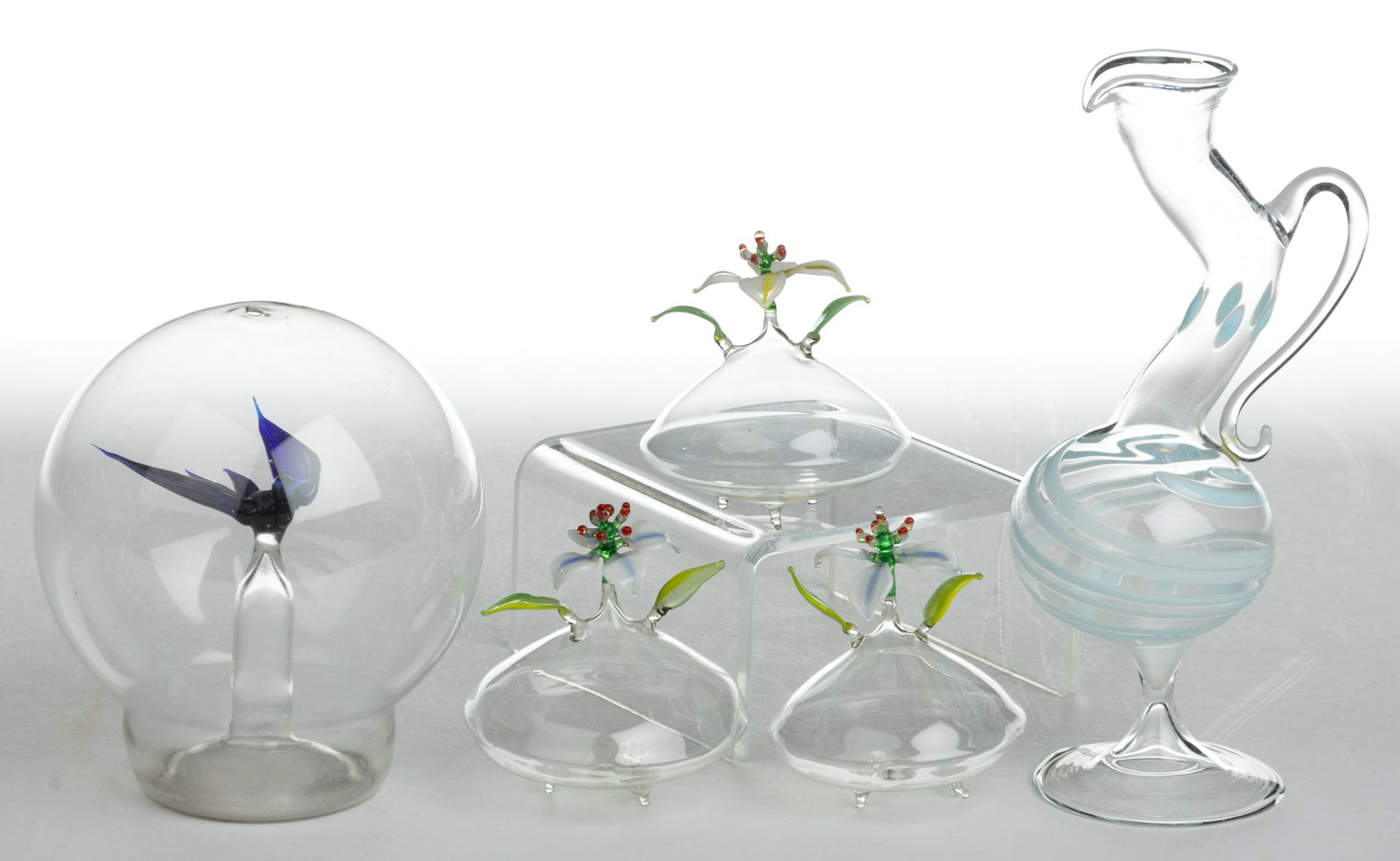 GERMAN ART GLASS BIMINI-TYPE FLOATERS AND OTHER ARTICLES, LOT OF FIVE (1 of 1)