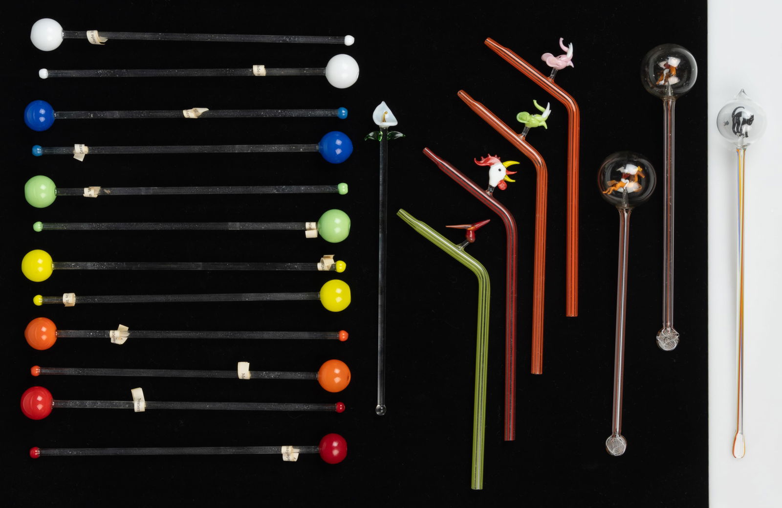 GERMAN ART GLASS BIMINI-TYPE STIRRERS AND STRAWS, LOT OF 20 (1 of 1)