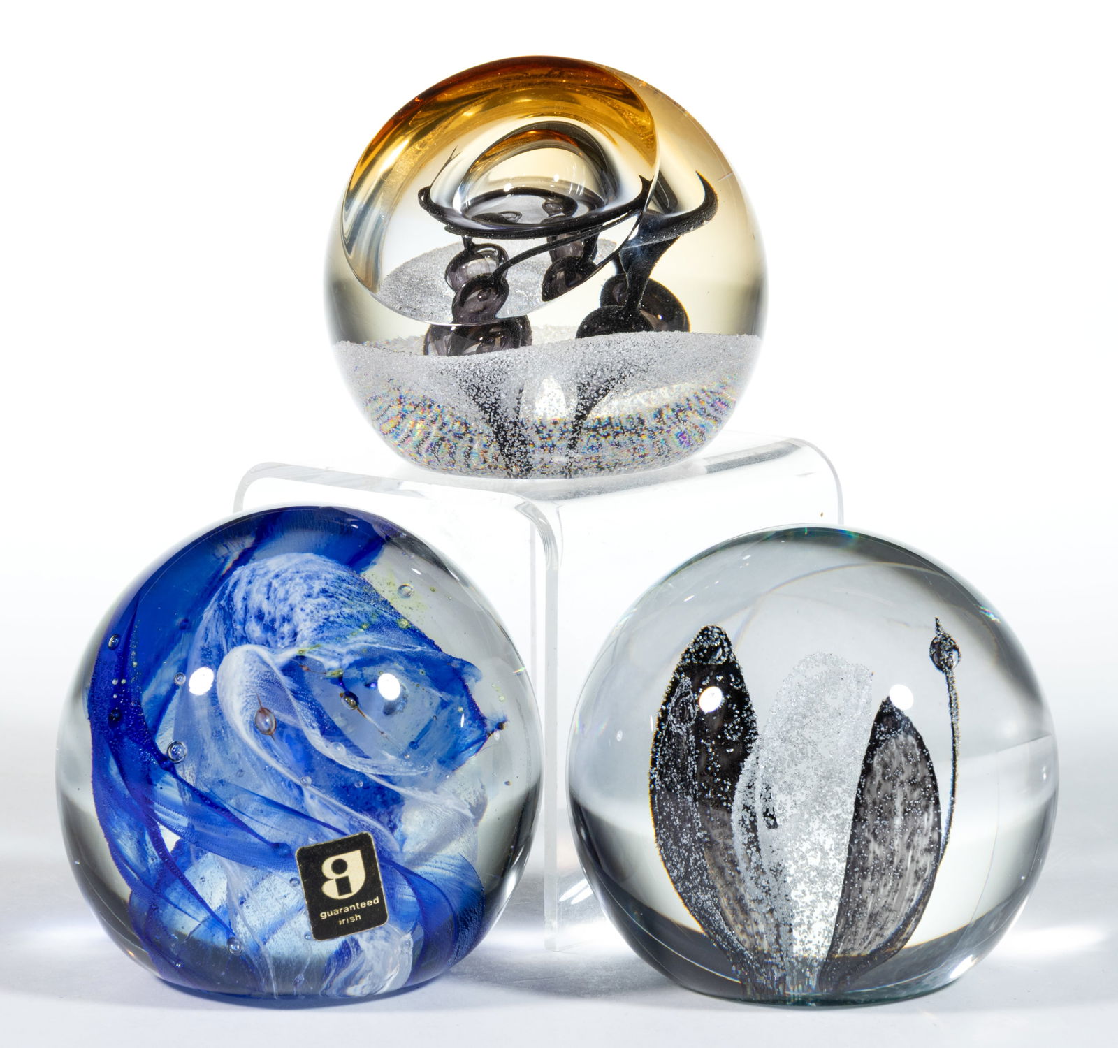 ASSORTED BRITISH CONTEMPORARY ART GLASS PAPERWEIGHTS, LOT OF THREE (1 of 1)
