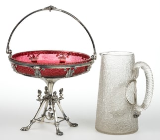 ASSORTED OVERSHOT GLASS ARTICLES, LOT OF TWO