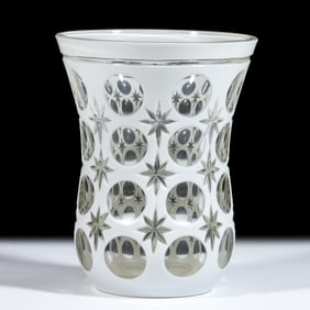 BOHEMIAN CUT-OVERLAY GLASS BEAKER / TUMBLER
