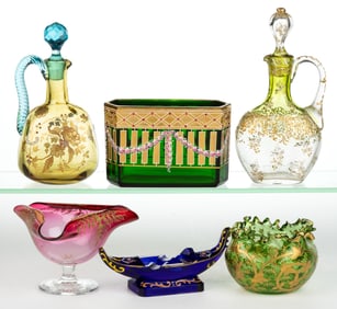 EUROPEAN GILT AND ENAMEL-DECORATED ARTICLES, LOT OF SIX