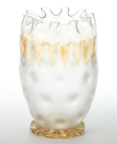 POMONA ACANTHUS LEAF - FIRST-PATENT ETCHING ART GLASS CELERY VASE