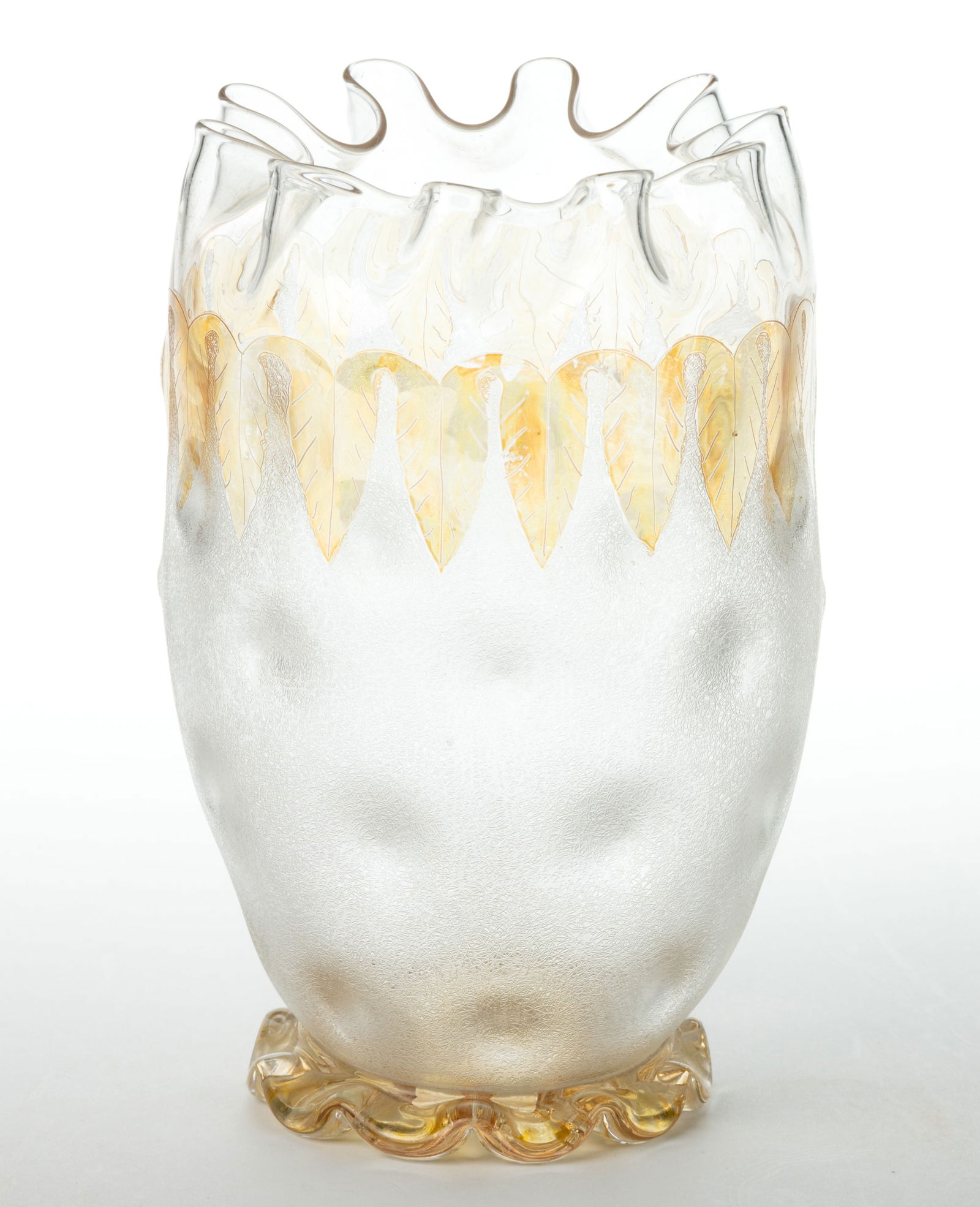 POMONA ACANTHUS LEAF - FIRST-PATENT ETCHING ART GLASS CELERY VASE (1 of 1)