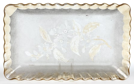 POMONA WILD ROSE- SECOND-PATENT ETCHING ART GLASS ICE CREAM TRAY