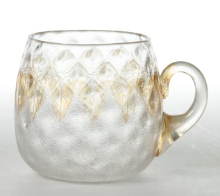 POMONA RARE ACANTHUS LEAF WITH ORNAMENT - FIRST-PATENT ETCHING ART GLASS PUNCH CUP