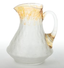 POMONA RARE CRENELATED BORDER - FIRST-PATENT ETCHING ART GLASS PITCHER / JUG