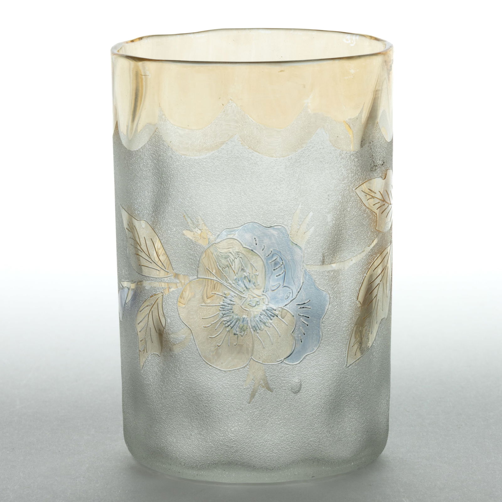 POMONA PANSY AND BUTTERFLY - SECOND-PATENT ETCHING ART GLASS TUMBLER (1 of 1)