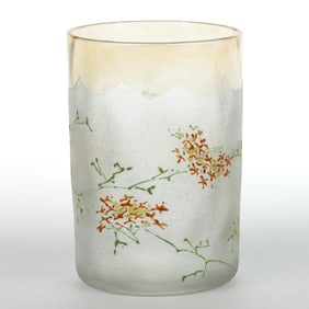 POMONA UNRECORDED FOLIATE - SECOND-PATENT ETCHING ART GLASS TUMBLER