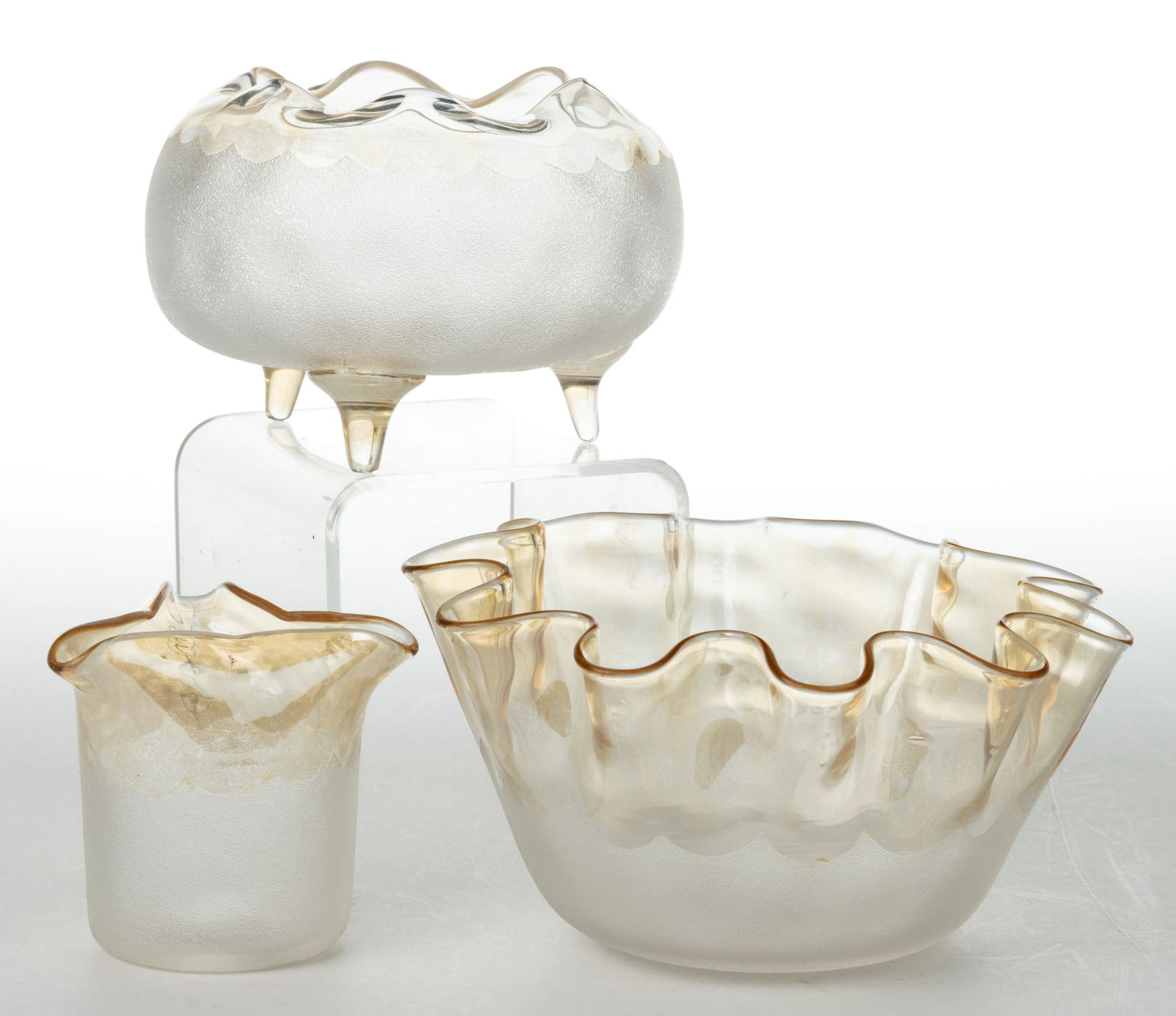 POMONA - SECOND-PATENT ETCHING ART GLASS ARTICLES, LOT OF THREE (1 of 1)