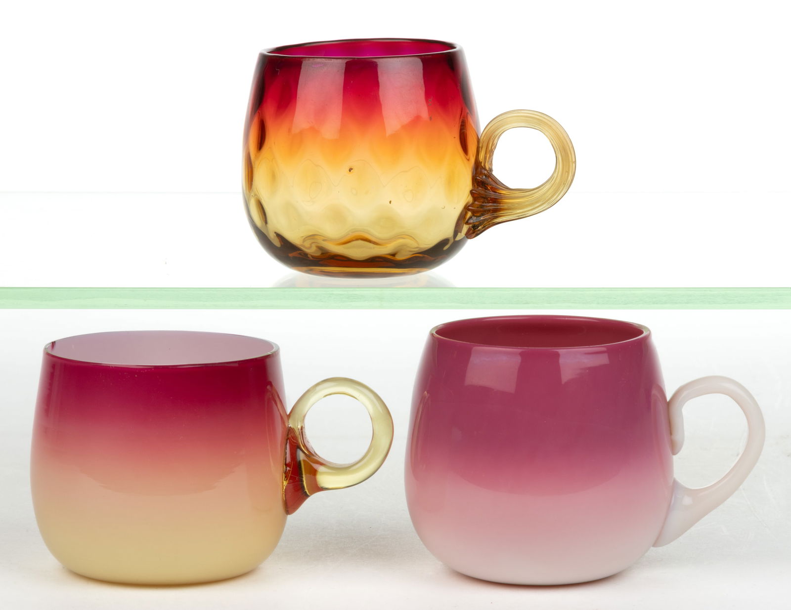 ASSORTED ART GLASS PUNCH CUPS, LOT OF THREE (1 of 1)