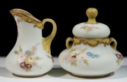 MT. WASHINGTON CROWN MILANO ART GLASS TABLE ARTICLES, LOT OF TWO