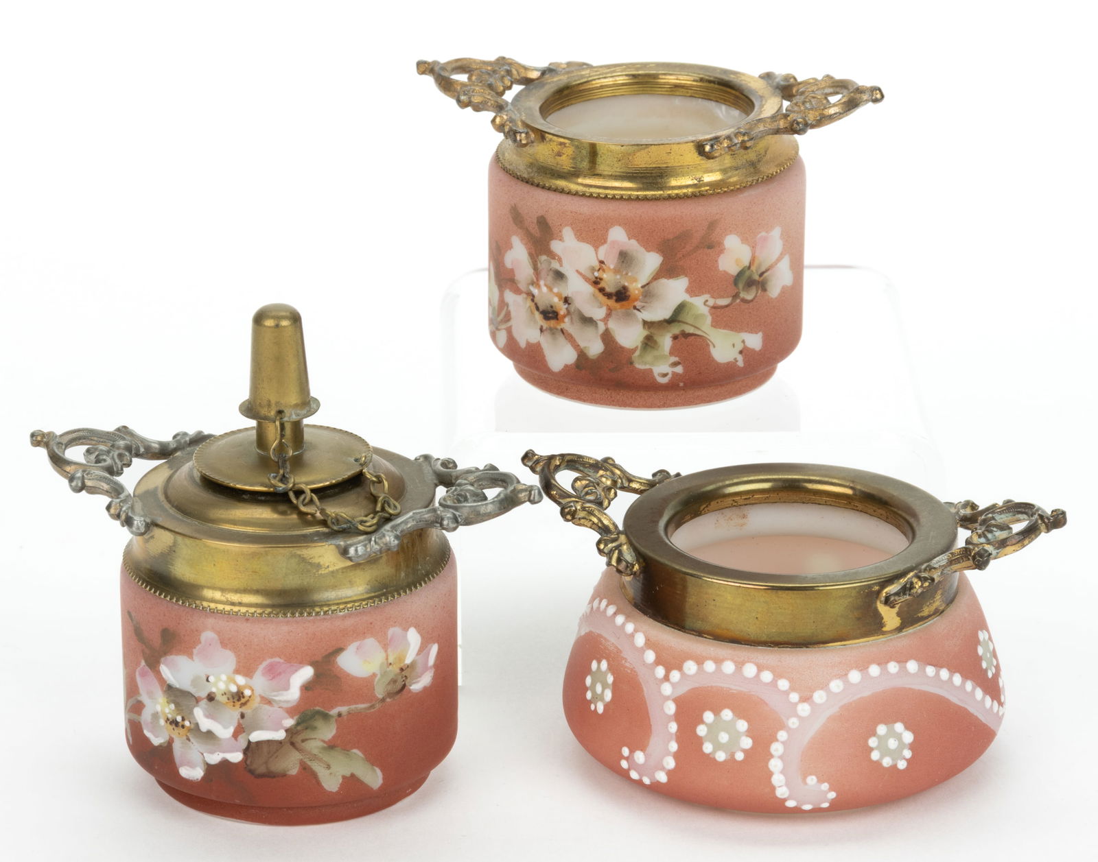 WAVE CREST NAKARA ENAMEL-DECORATED ART GLASS SMOKING ARTICLES, LOT OF THREE (1 of 1)