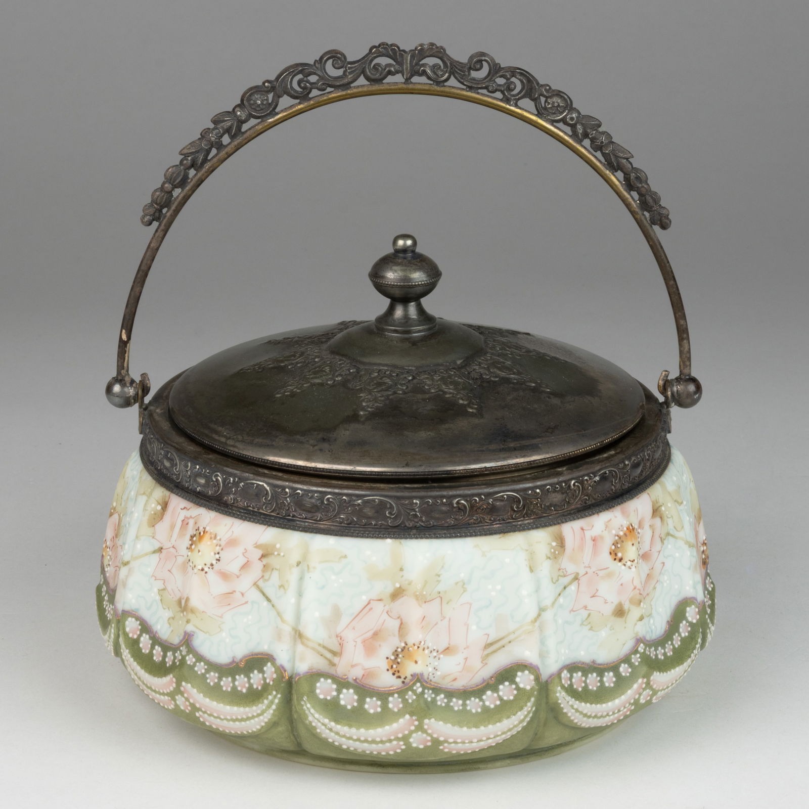 WAVE CREST ENAMEL-DECORATED ART GLASS BON-BON JAR (1 of 1)