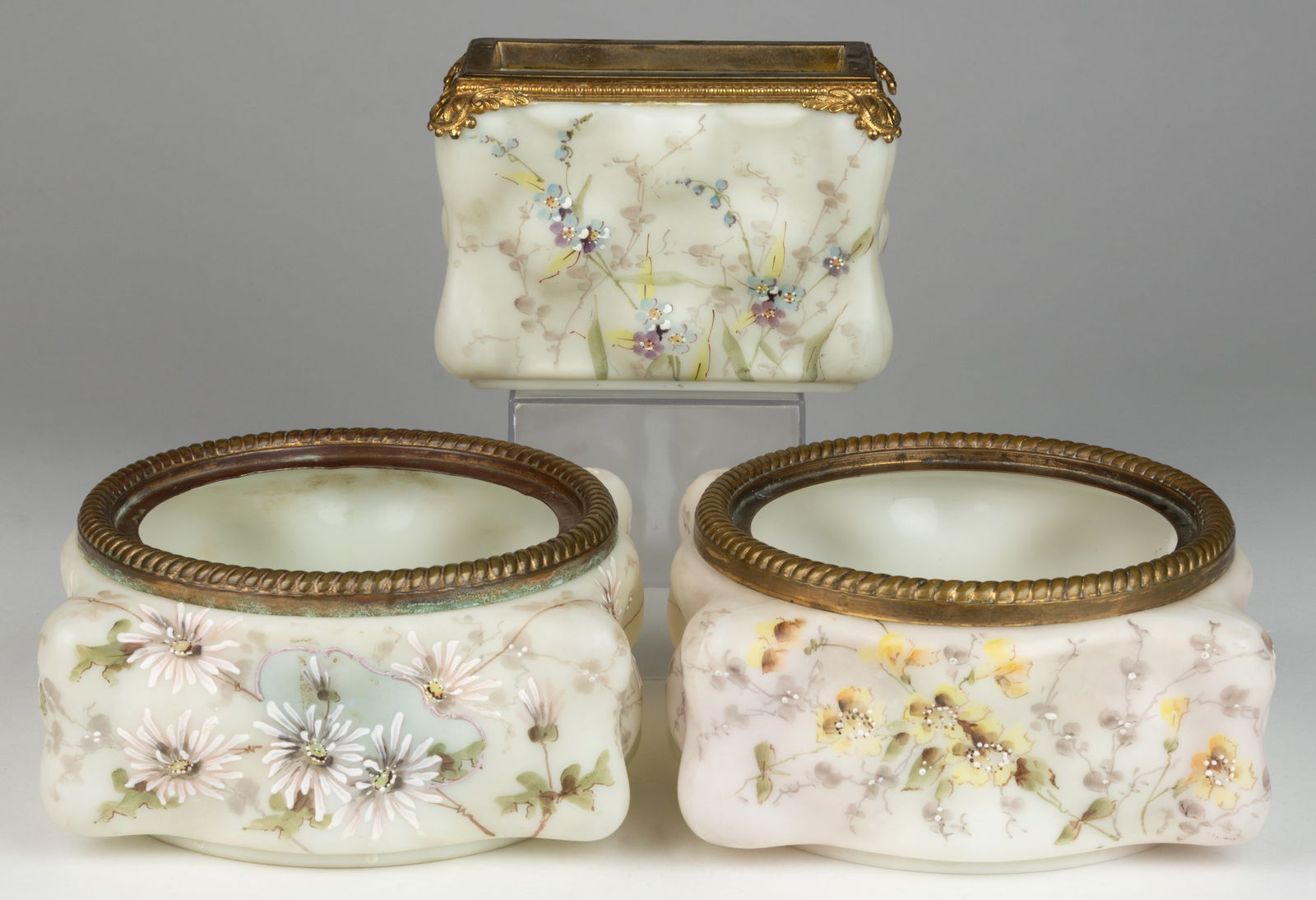 WAVE CREST ENAMEL-DECORATED ART GLASS ARTICLES, LOT OF THREE (1 of 1)