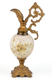 WAVE CREST ENAMEL-DECORATED ART GLASS URN / EWER