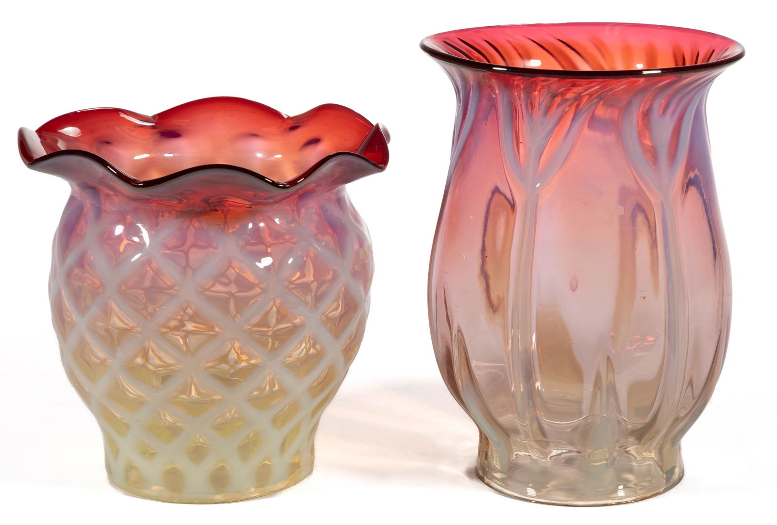 ASSORTED RUBINA OPALESCENT LAMP SHADES, LOT OF TWO (1 of 2)