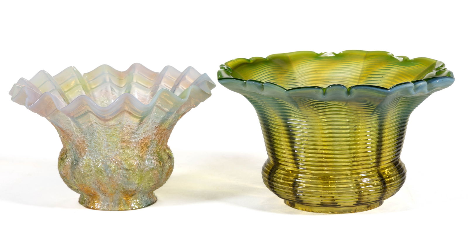 ASSORTED ART GLASS LAMP SHADES, LOT OF TWO (1 of 2)