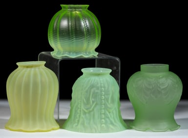 ASSORTED VASELINE ELECTRIC LAMP SHADES, LOT OF FOUR