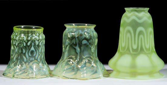 ASSORTED OPALESCENT ELECTRIC LAMP SHADES, LOT OF THREE