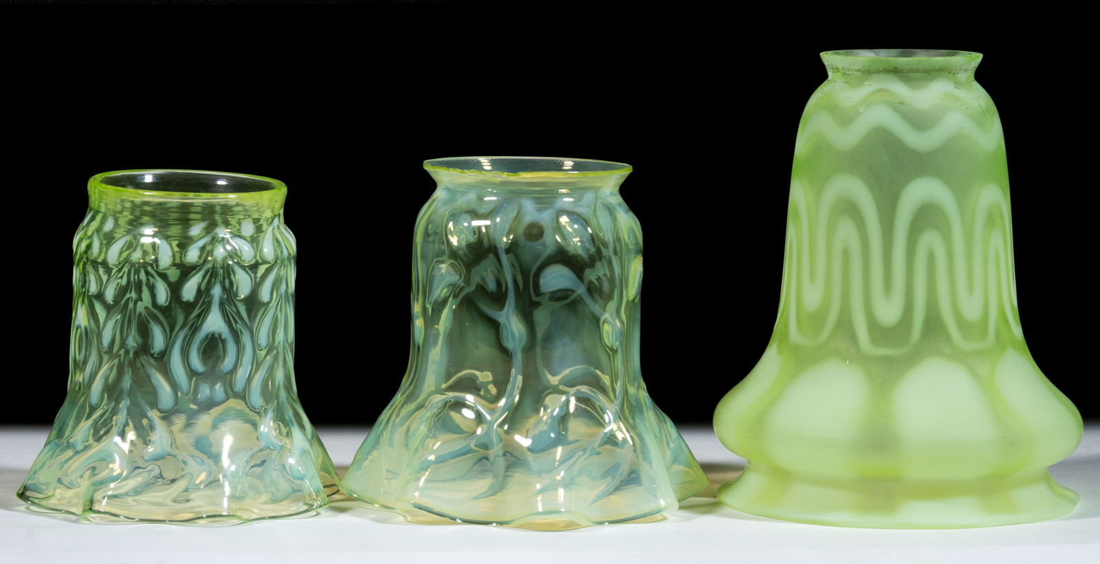 ASSORTED OPALESCENT ELECTRIC LAMP SHADES, LOT OF THREE (1 of 1)