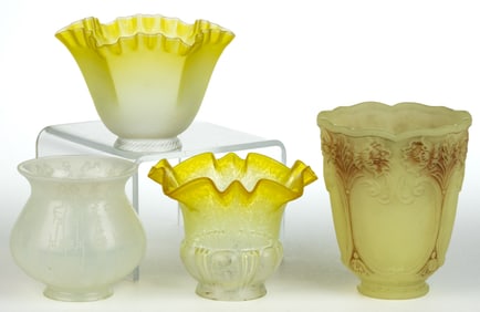 NORTHWOOD AND OTHER ELECTRIC LAMP SHADES, LOT OF FOUR