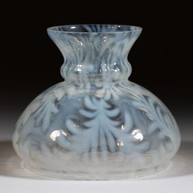 DAISY AND FERN VARIANT OPALESCENT GLASS MINIATURE / JUNIOR LAMP SHADE